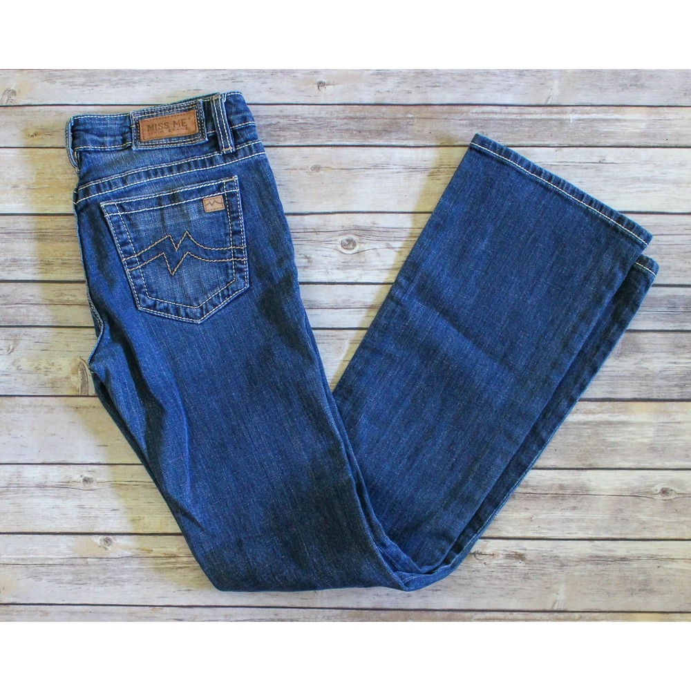 Miss Me Jeans Womens 30 x 33 Blue Denim Sunny Bootcut Low Rise Thick Stitch